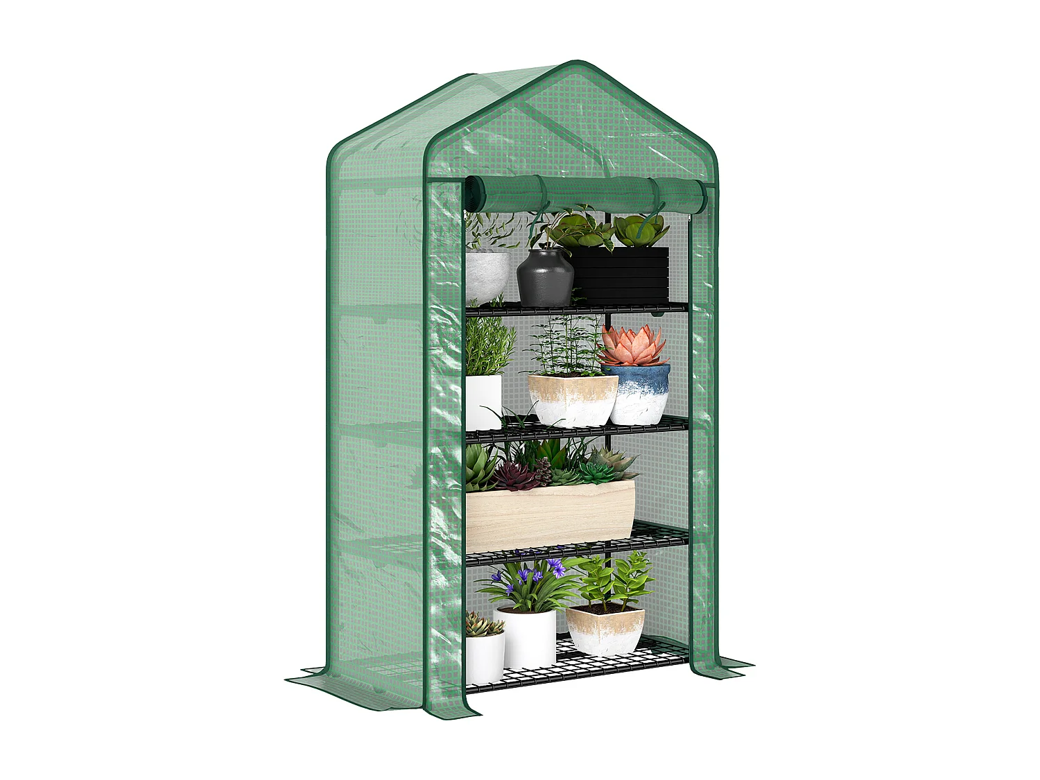 Serre de jardin balcon étagère serre 4 niveaux acier bâche PE haute densité vert