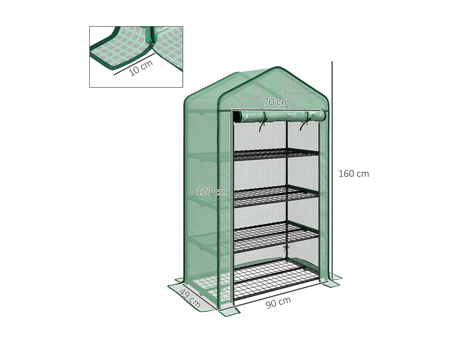 Serre de jardin balcon étagère serre 4 niveaux acier bâche PE haute densité vert