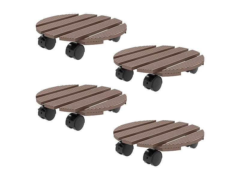 Lot de 4 supports ronds pour plantes avec roulettes intérieur extérieur