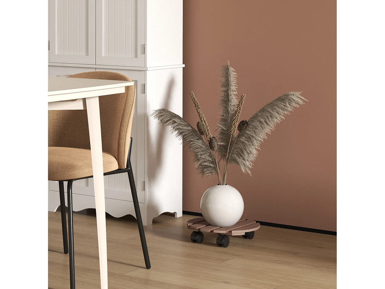 Lot de 4 supports ronds pour plantes avec roulettes intérieur extérieur