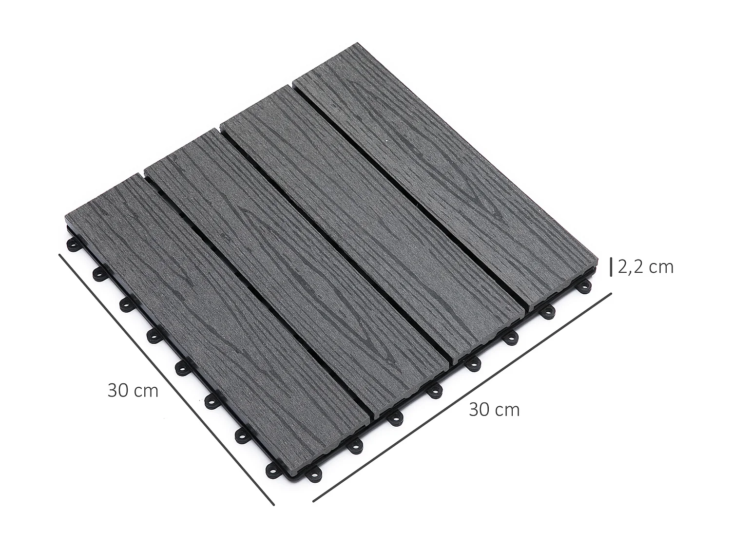 Caillebotis - dalles terrasse - lot de 11 - clipsables, installation très simple - lamelles composite aspect bois gris