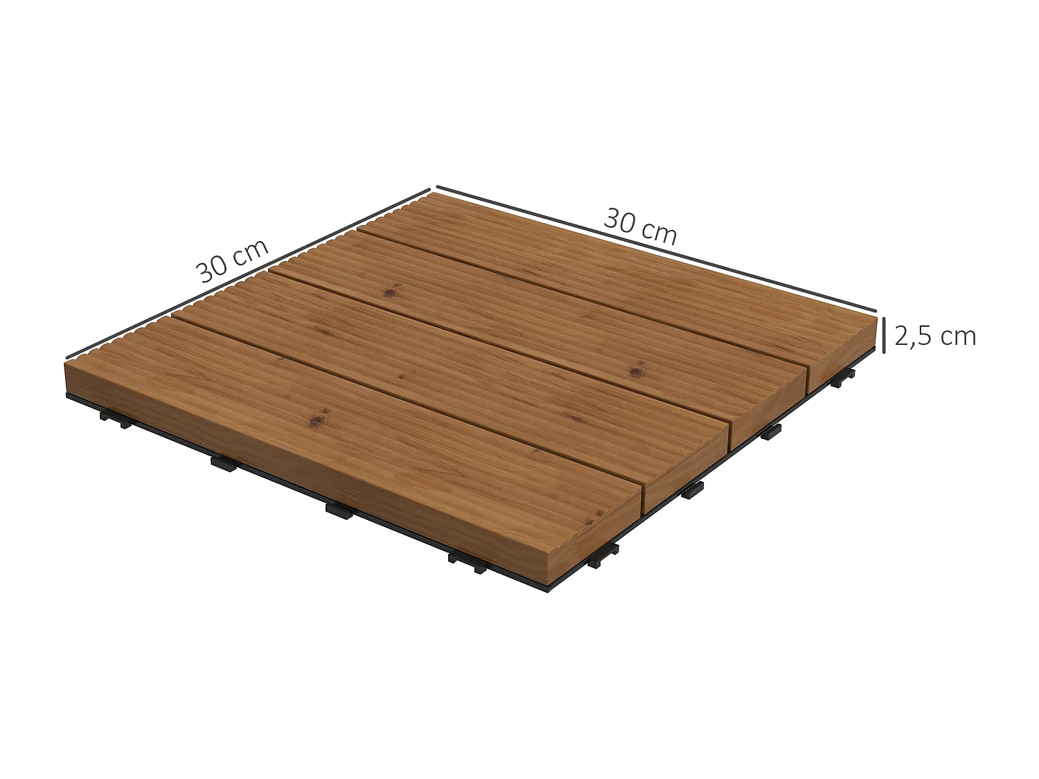 Dalles terrasse - caillebotis - lot de 12 pcs, max. 1,08 m²- clipsables, installation très simple - lamelles bois sapin pré-huilé