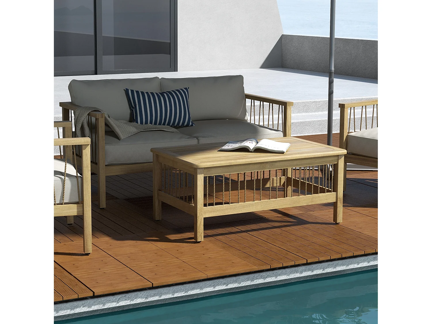 Dalles terrasse - caillebotis - lot de 12 pcs, max. 1,08 m²- clipsables, installation très simple - lamelles bois sapin pré-huilé