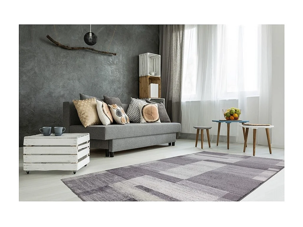 Tapis 150x80cm, design F105G coloris argent - Confort et élégance pour votre intérieur