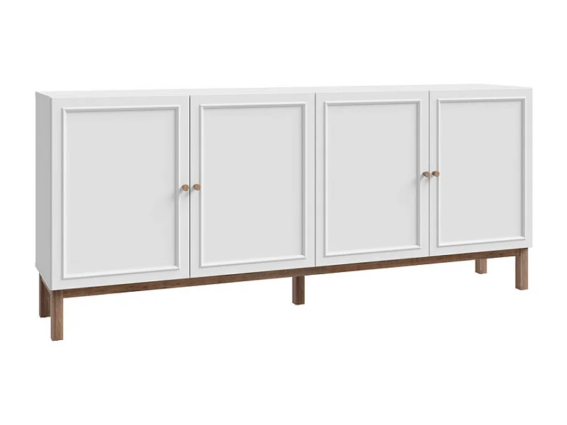 Buffet L. 199 cm décor gris et chêne avec poignées en bois - UDINE