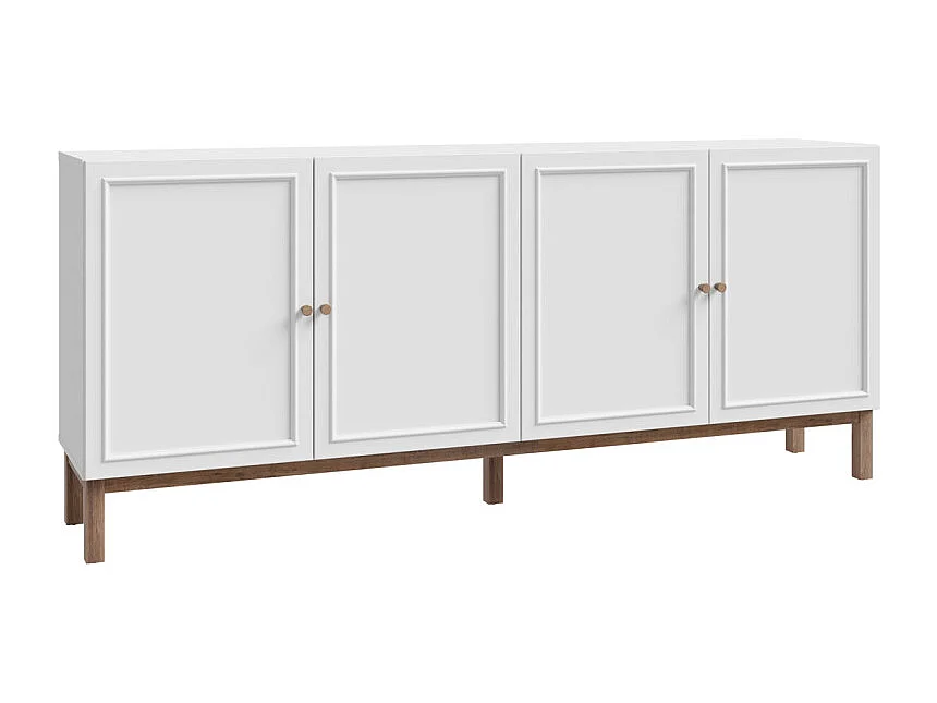 Buffet L. 199 cm décor gris et chêne avec poignées en bois - UDINE