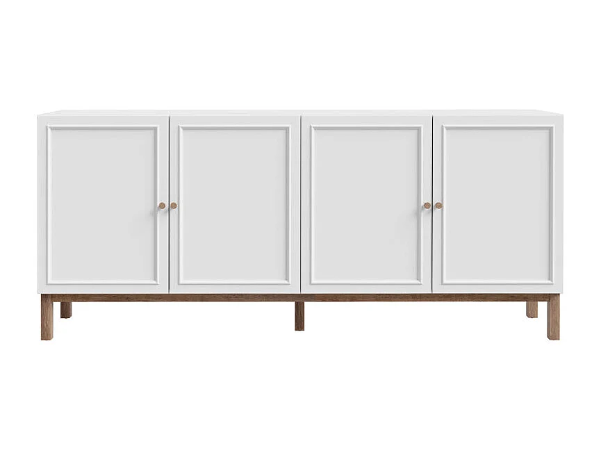 Buffet L. 199 cm décor gris et chêne avec poignées en bois - UDINE