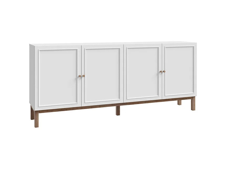 Buffet L. 199 cm décor gris et chêne avec poignées en bois - UDINE