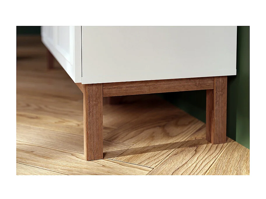 Buffet L. 150 cm décor gris et chêne avec poignées en bois - UDINE