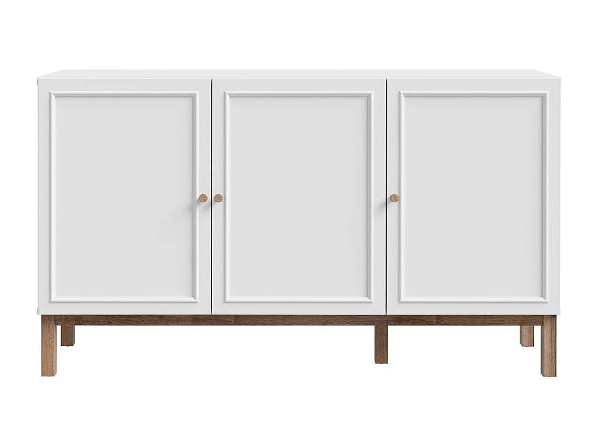 Buffet L. 150 cm décor gris et chêne avec poignées en bois - UDINE