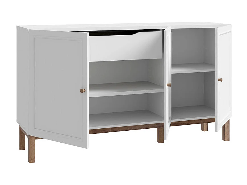 Buffet L. 150 cm décor gris et chêne avec poignées en bois - UDINE