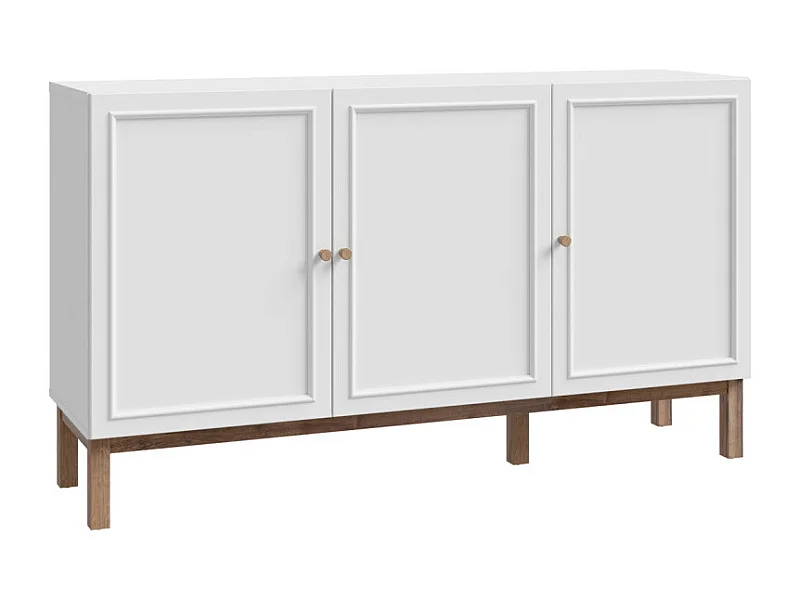 Buffet L. 150 cm décor gris et chêne avec poignées en bois - UDINE