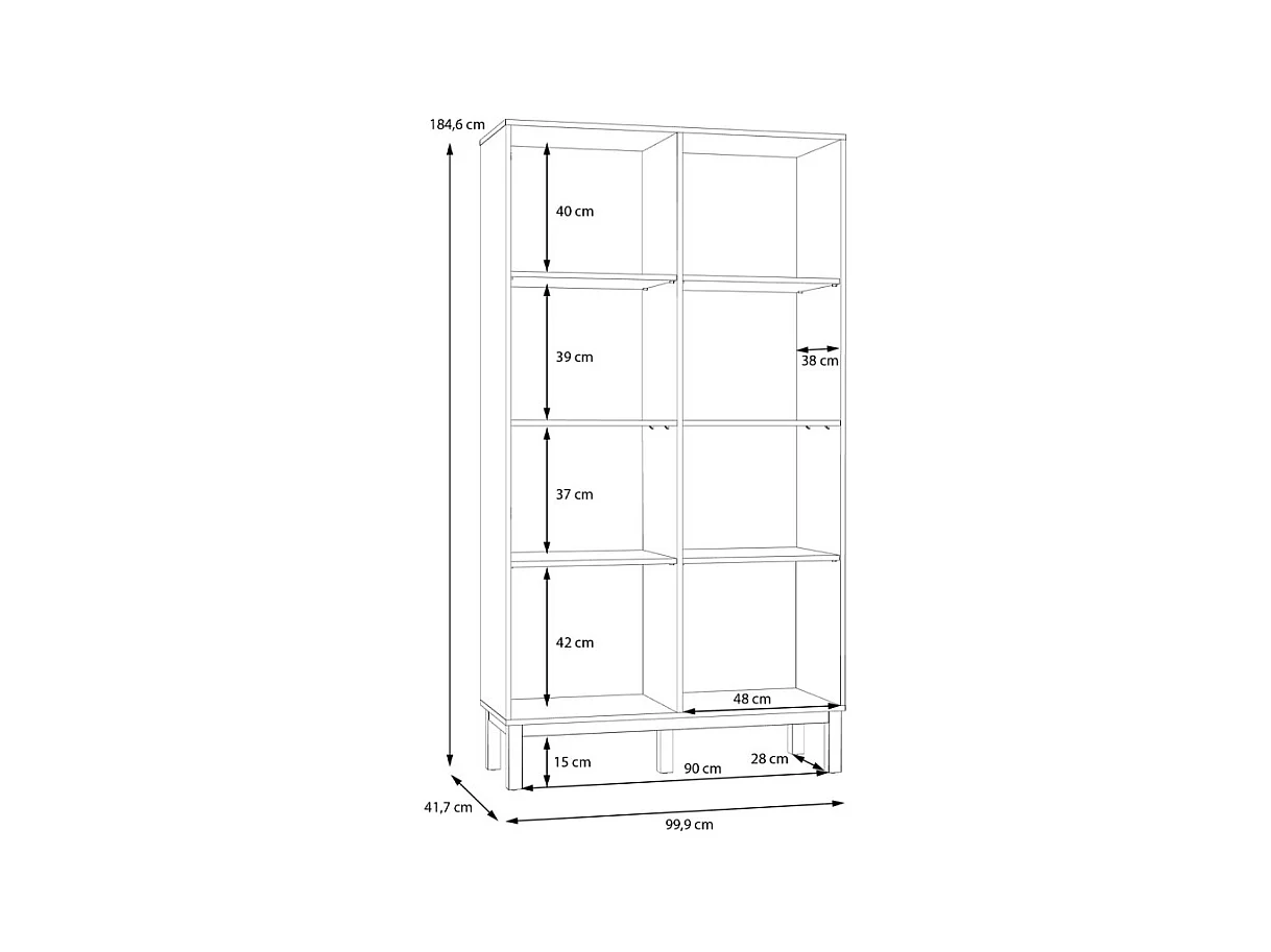 Armoirette vitrée décor gris et chêne avec portes réversibles - UDINE