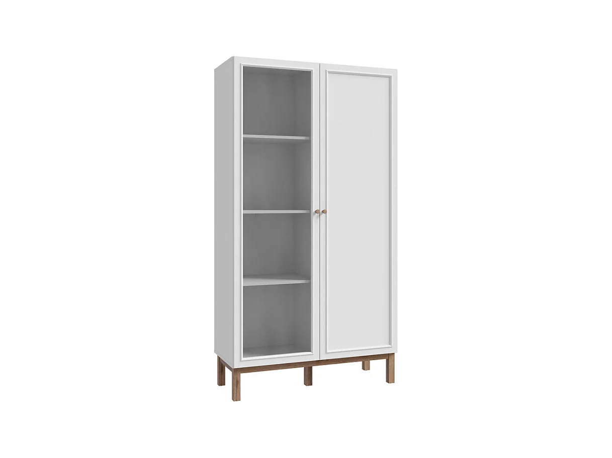 Armoirette vitrée décor gris et chêne avec portes réversibles - UDINE