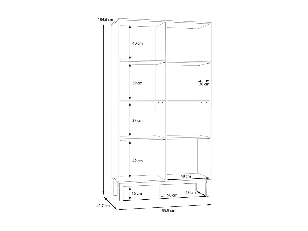 Armoirette vitrée décor gris et chêne avec portes réversibles - UDINE