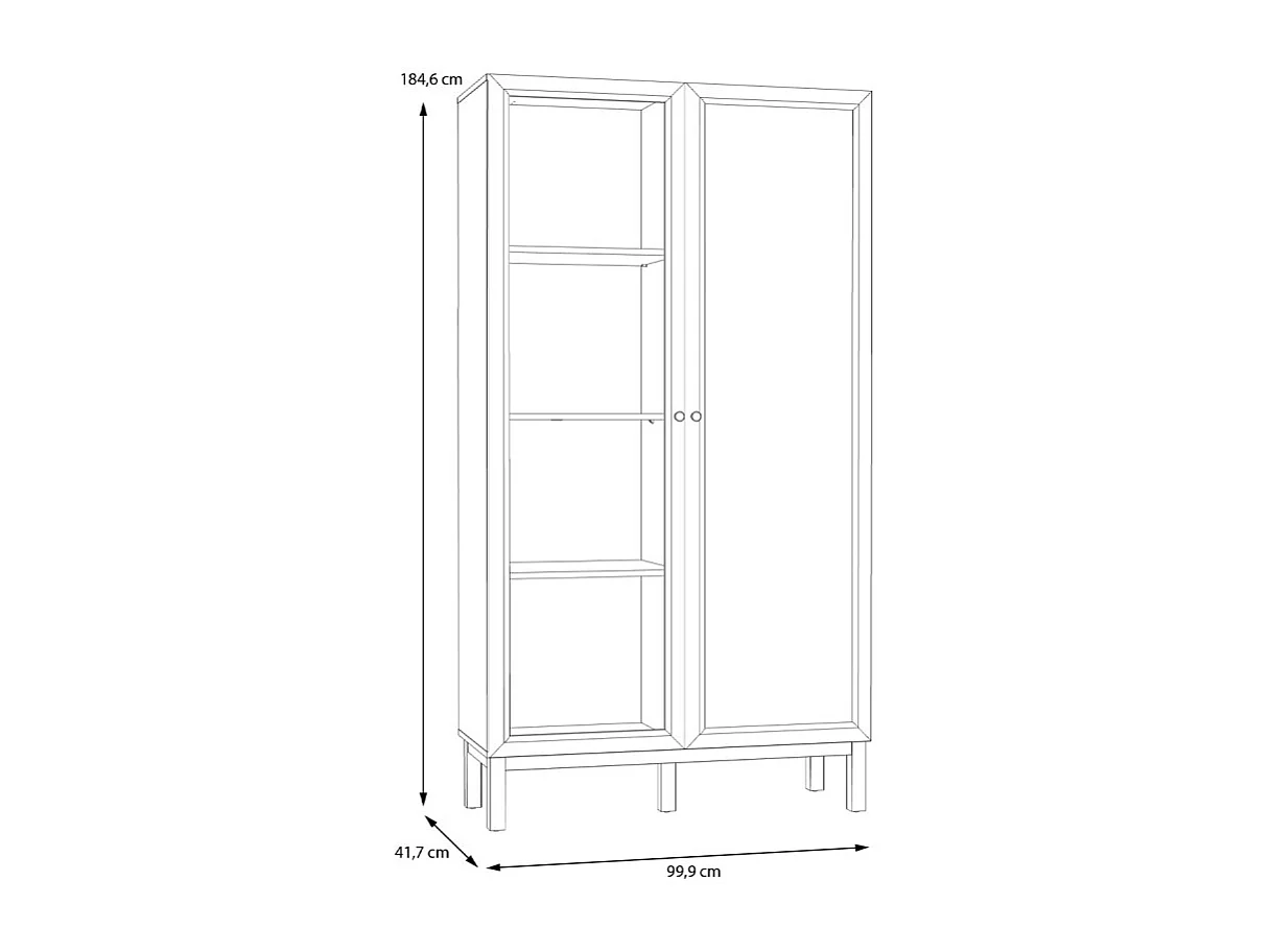Armoirette vitrée décor gris et chêne avec portes réversibles - UDINE