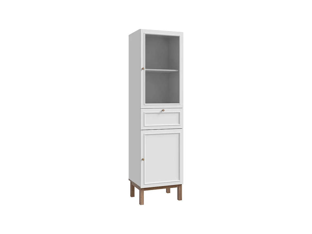 Colonne vitrée décor gris et chêne avec portes réversibles - UDINE