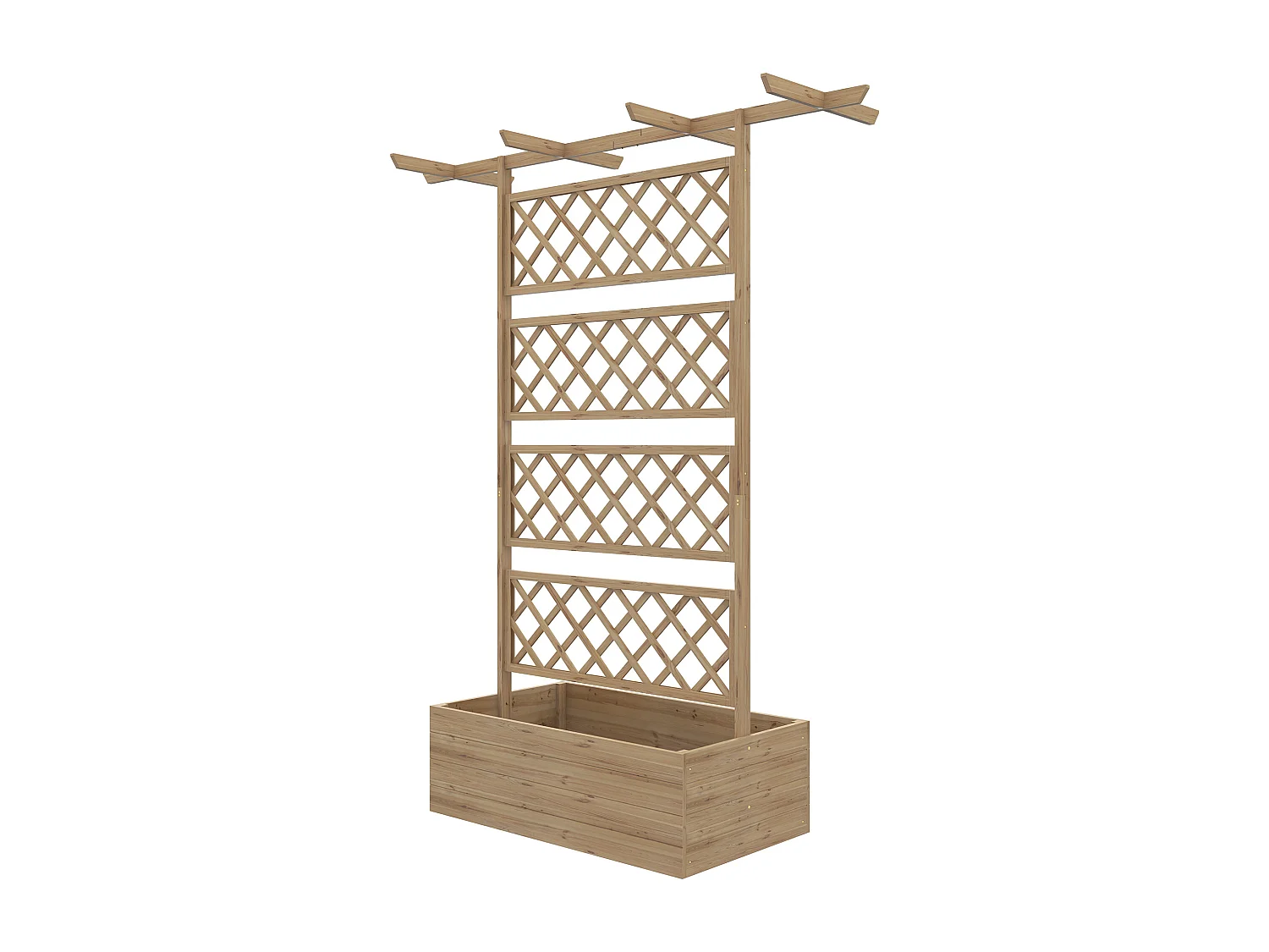 Jardinière avec treillis et pergola - dim. 160L x 55l x 183H cm - bois sapin pré-huilé