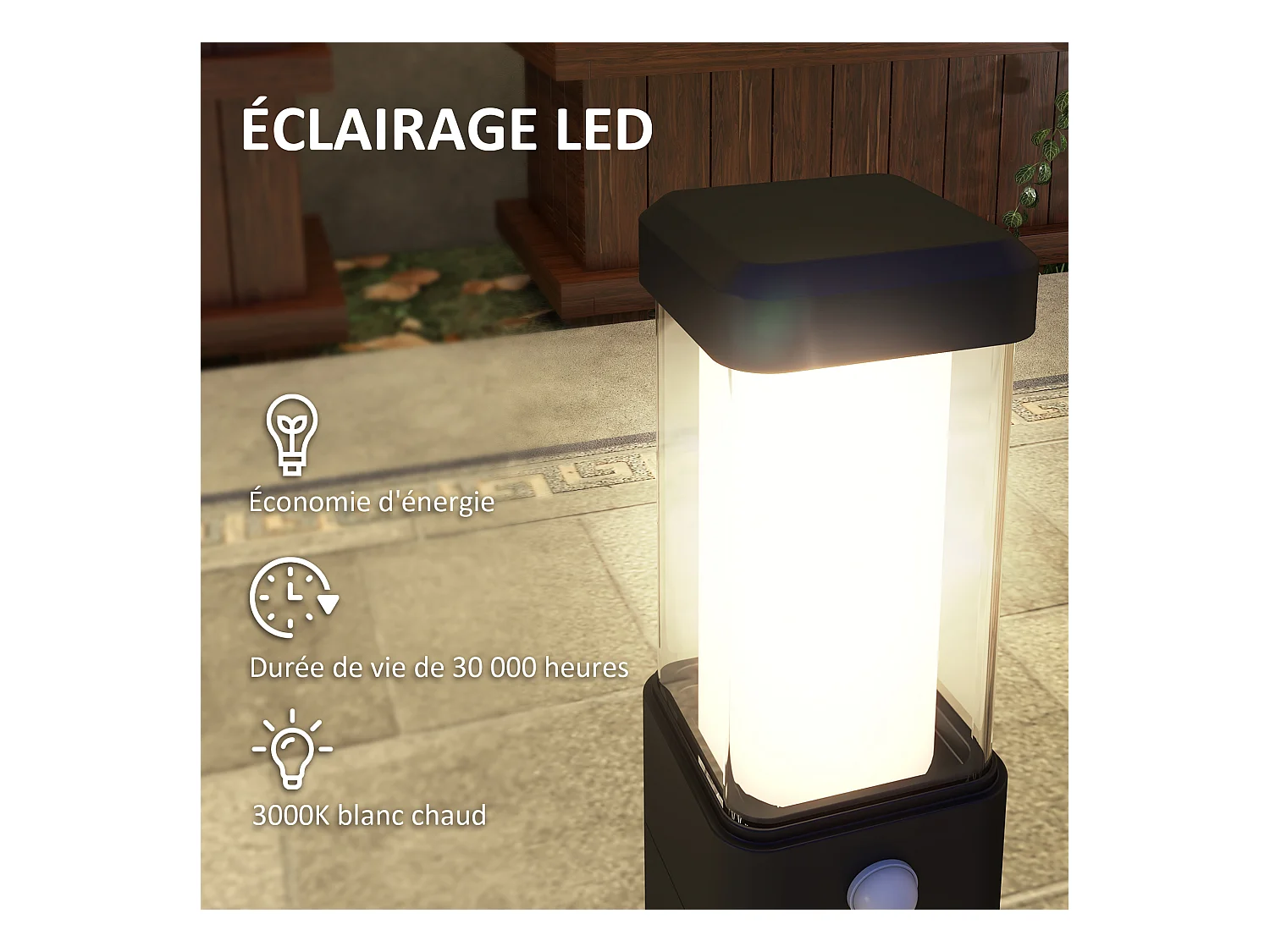 Lot de 2 lampes d'extérieur - bornes lumineuses LED - norme IP65 - alu noir