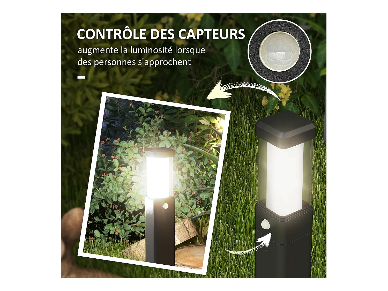 Lot de 2 lampes d'extérieur - bornes lumineuses LED - norme IP65 - alu noir