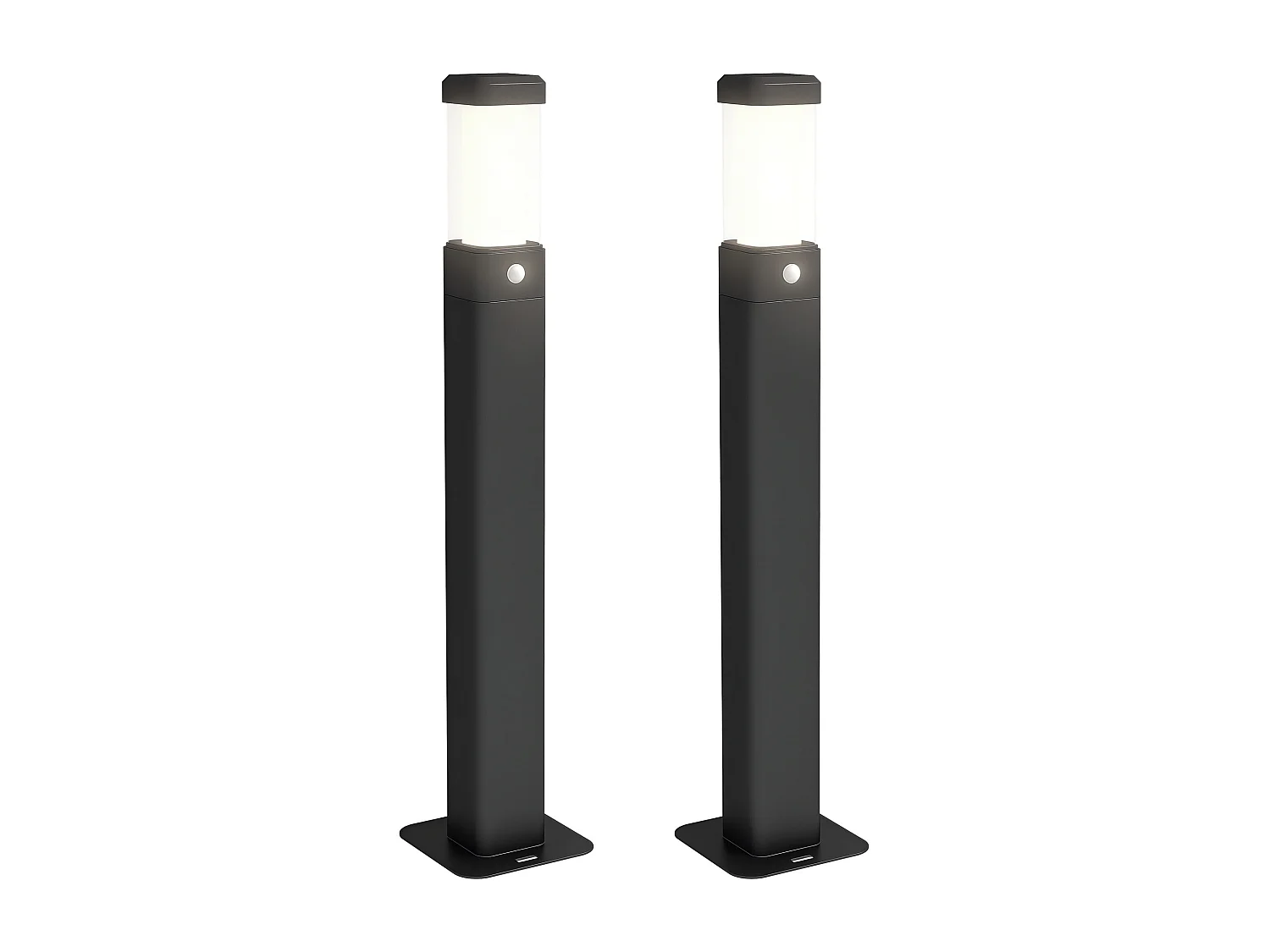 Lot de 2 lampes d'extérieur - bornes lumineuses LED - norme IP65 - alu noir
