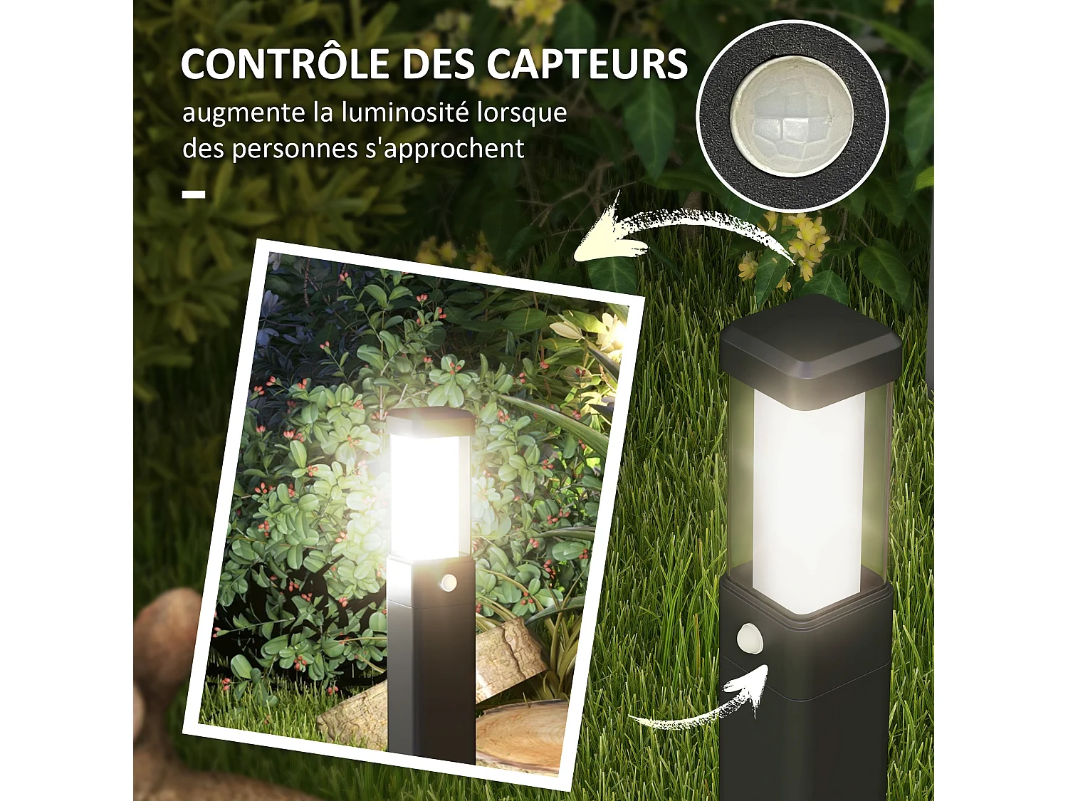 Lot de 2 lampes d'extérieur - bornes lumineuses LED - norme IP65 - alu noir