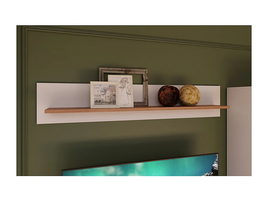 Étagère murale L. 160 cm décor gris clair et chêne - UDINE