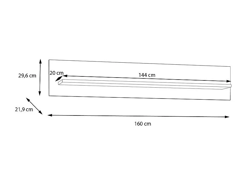 Étagère murale L. 160 cm décor gris clair et chêne - UDINE