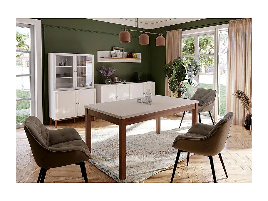 Étagère murale L. 160 cm décor gris clair et chêne - UDINE