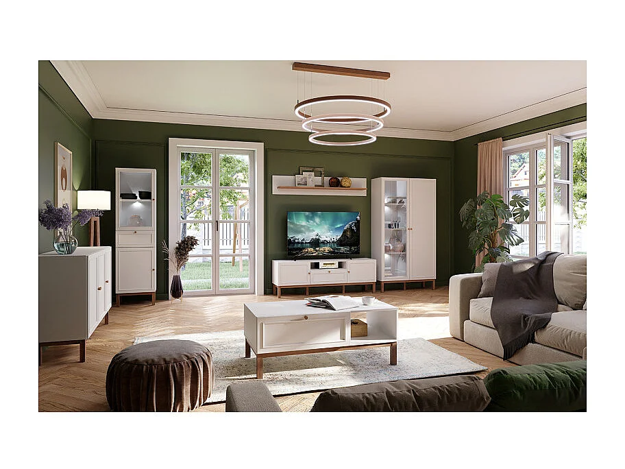 Étagère murale L. 160 cm décor gris clair et chêne - UDINE