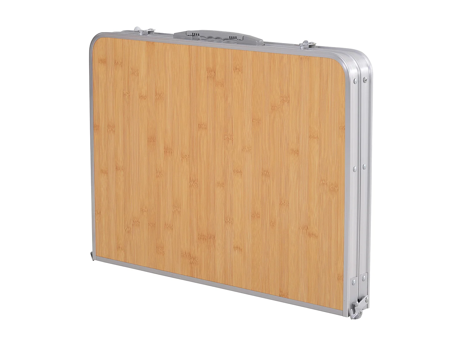 Table pliante table de camping table de jardin avec rallonge hauteur réglable aluminium MDF imitation bambou