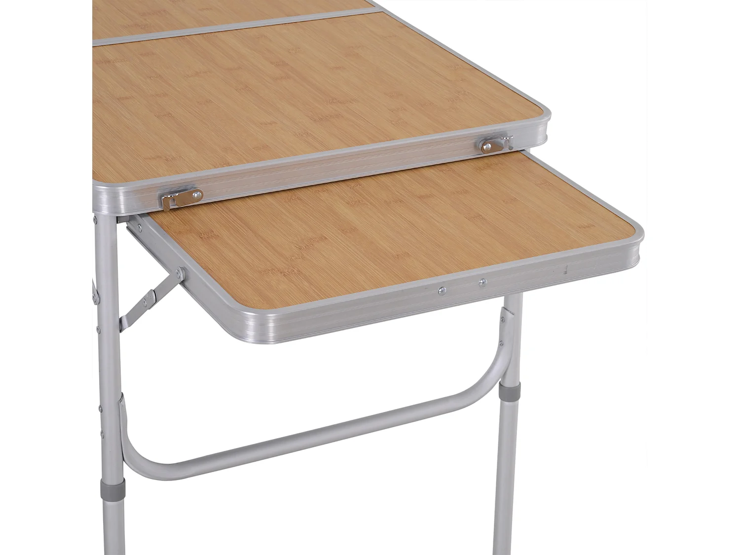 Table pliante table de camping table de jardin avec rallonge hauteur réglable aluminium MDF imitation bambou