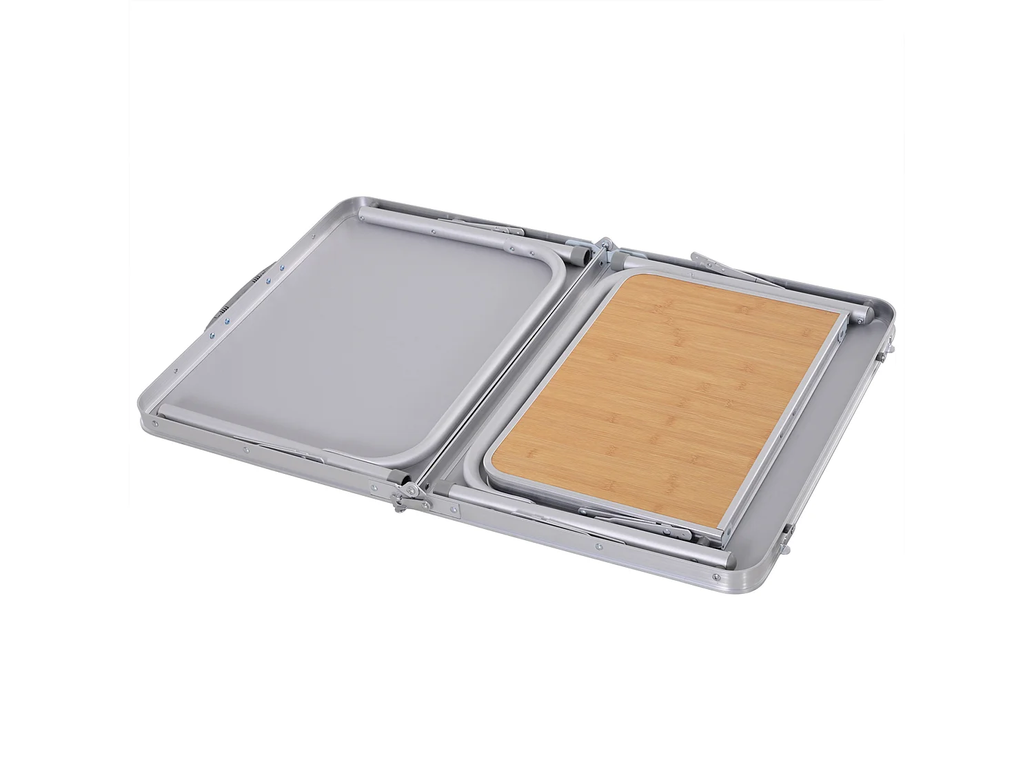 Table pliante table de camping table de jardin avec rallonge hauteur réglable aluminium MDF imitation bambou