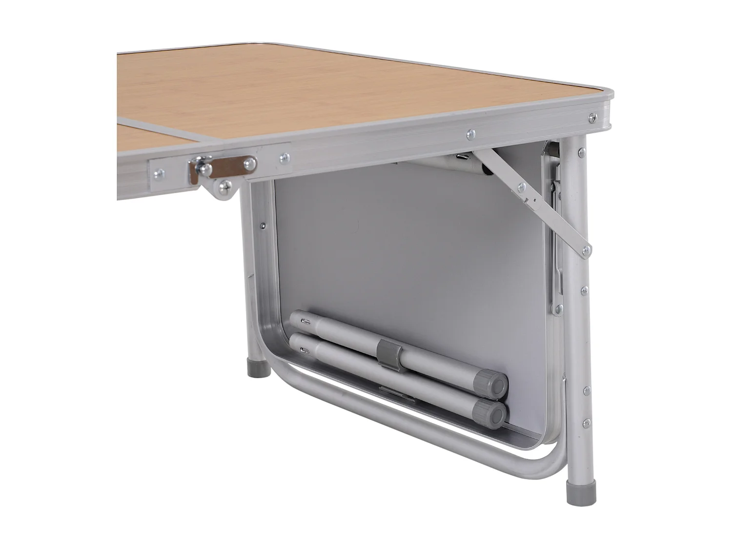 Table pliante table de camping table de jardin avec rallonge hauteur réglable aluminium MDF imitation bambou