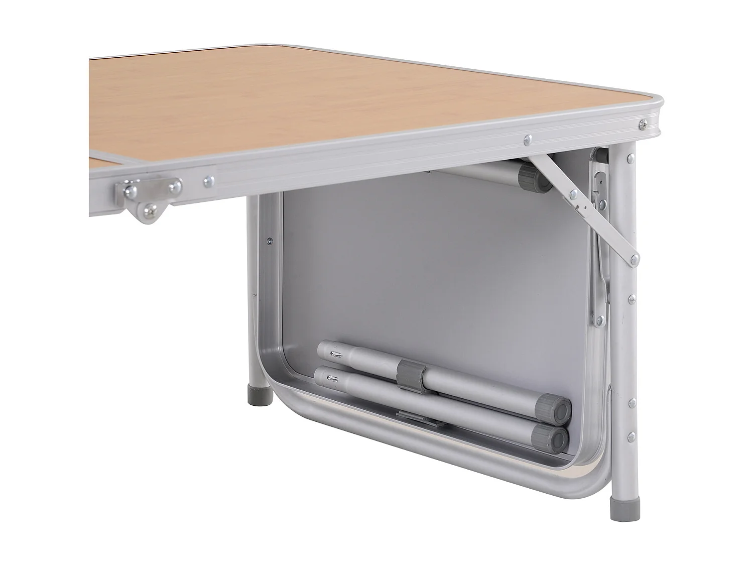 Table pliante table de camping table de jardin avec rallonge hauteur réglable aluminium MDF imitation bambou