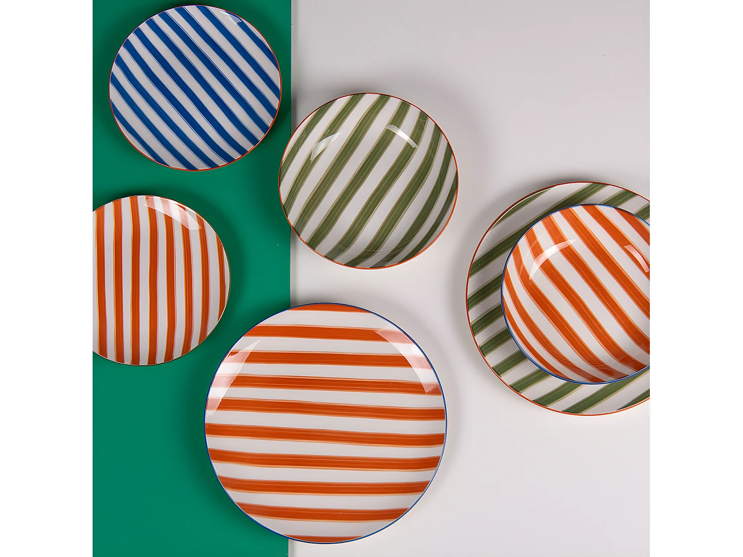 Service d'assiettes 18 pièces Bahia vert et orange