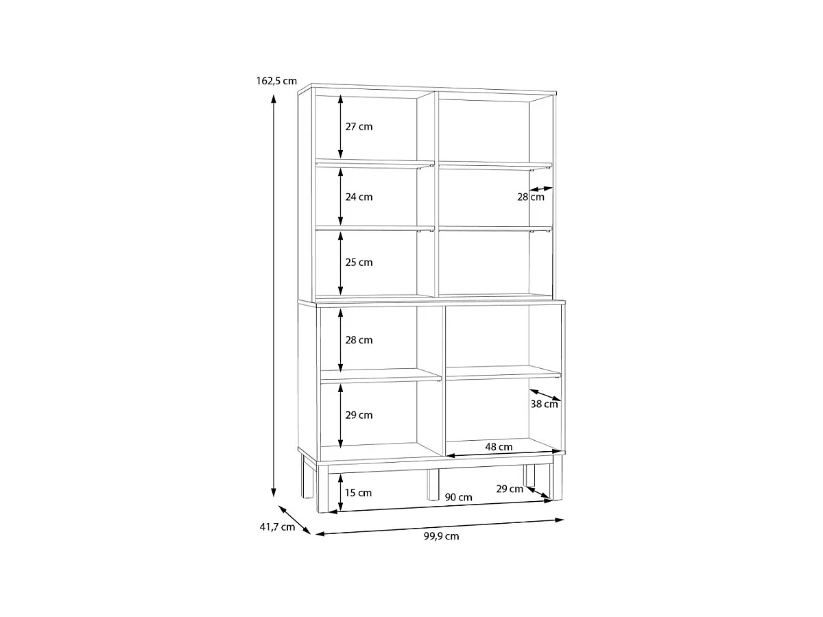 Vaisselier vitré décor gris et chêne avec poignées en bois - UDINE