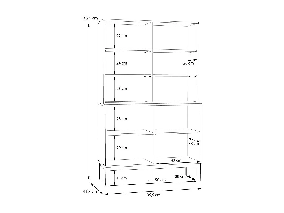 Vaisselier vitré décor gris et chêne avec poignées en bois - UDINE