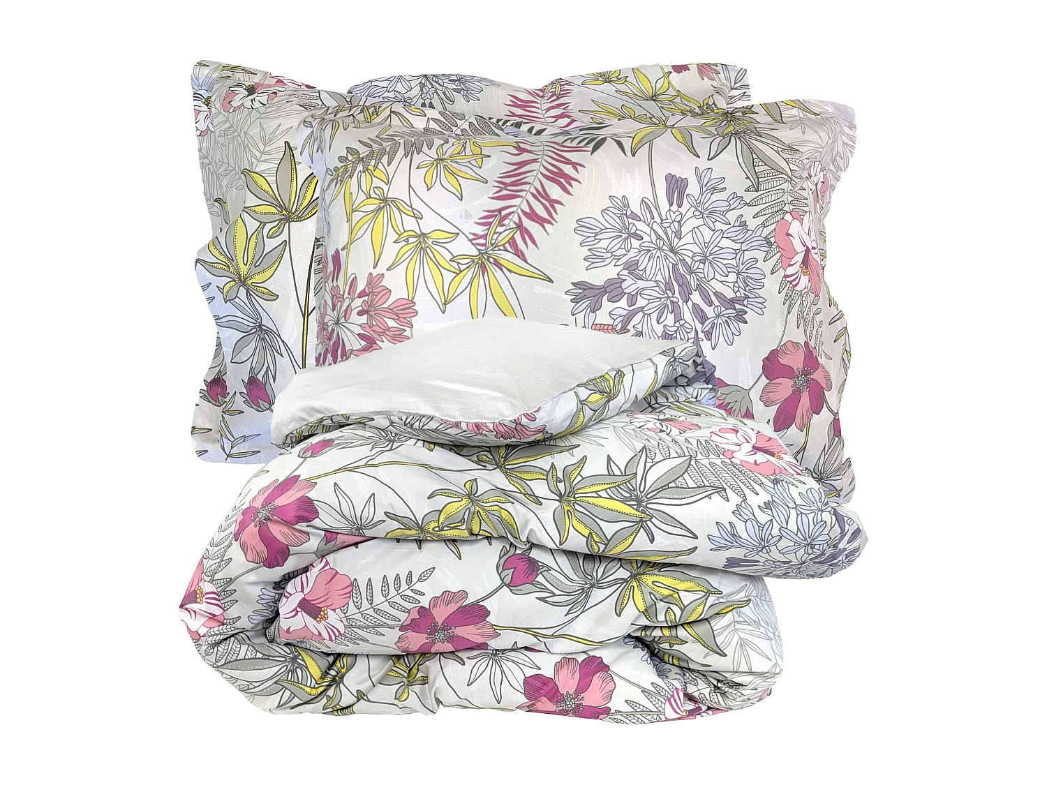 Parure de lit 200x200 cm satin de coton ANAÏS multicolore 3 pièces taies 50x70 cm