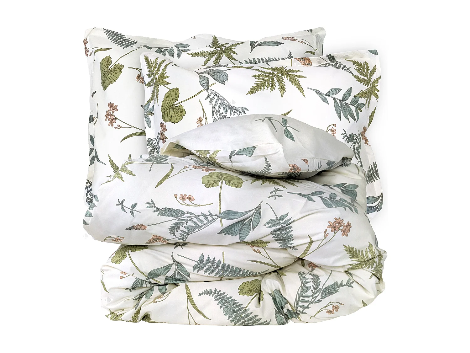 Parure de lit 200x200 cm 50x70 cm percale de coton FÉERIE Blanc sauge