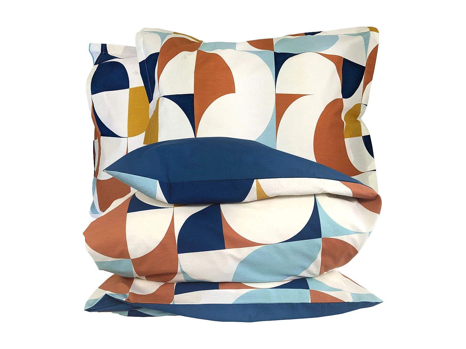 Parure 200x200 cm 50x70 cm percale MODULO bleu cobalt 3 pièces