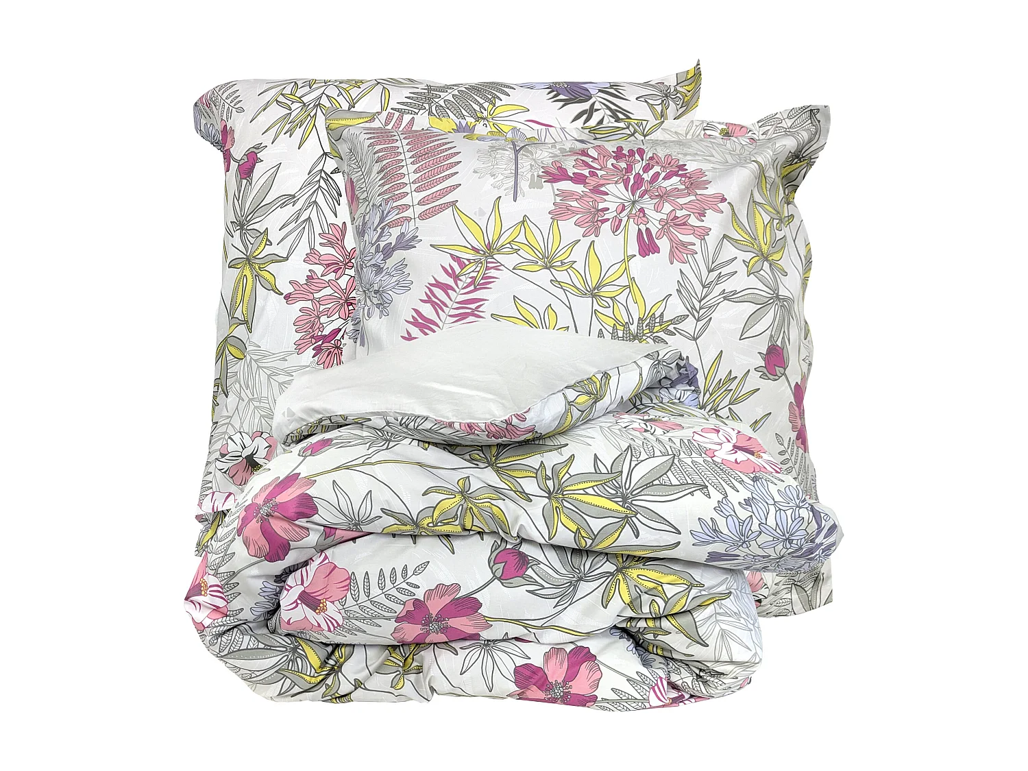 Parure de lit 140x200 cm satin de coton ANAÏS multicolore 2 pièces