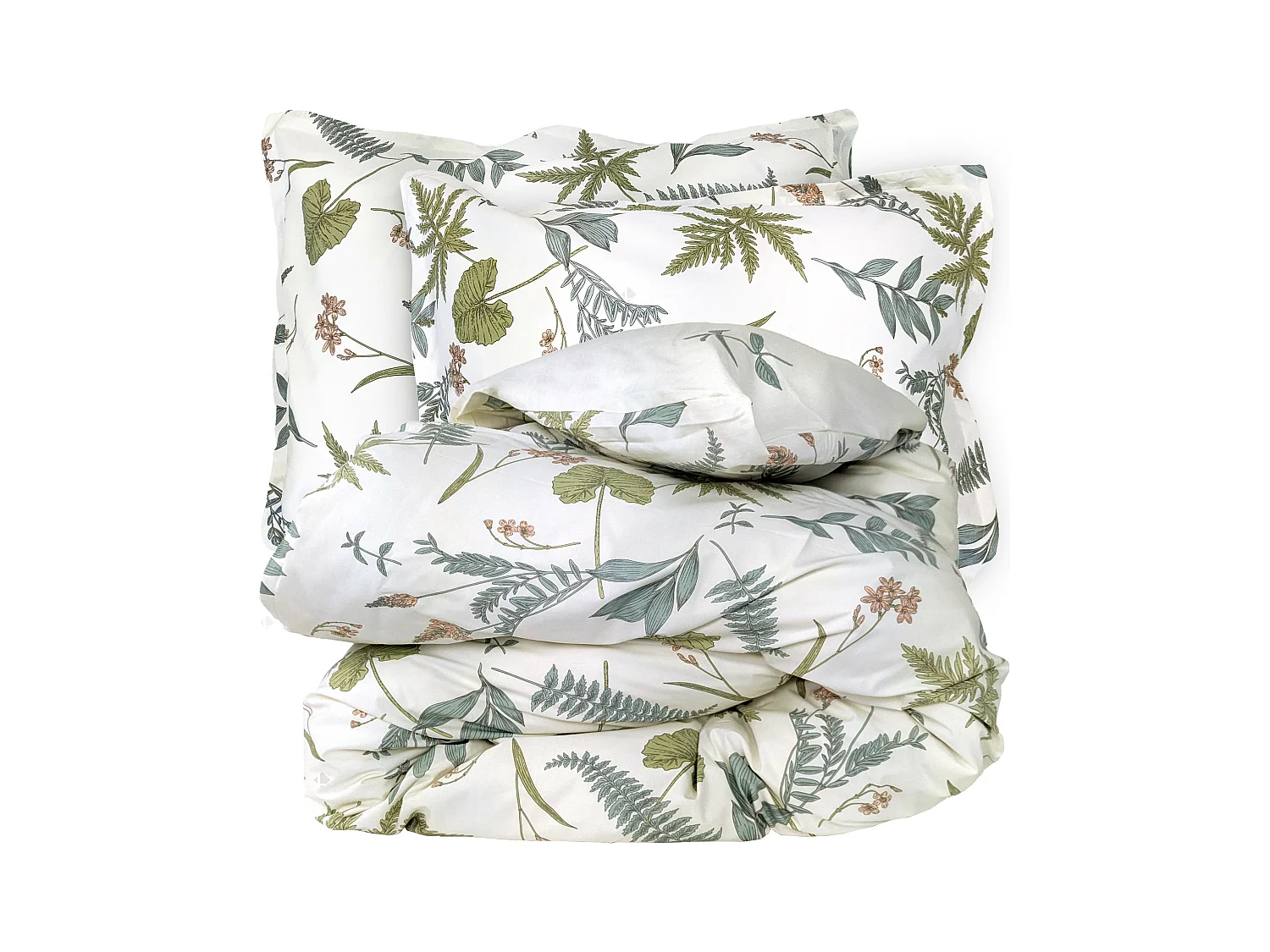 Parure de lit 280x240 cm 50x70 cm percale de coton FÉERIE Blanc sauge