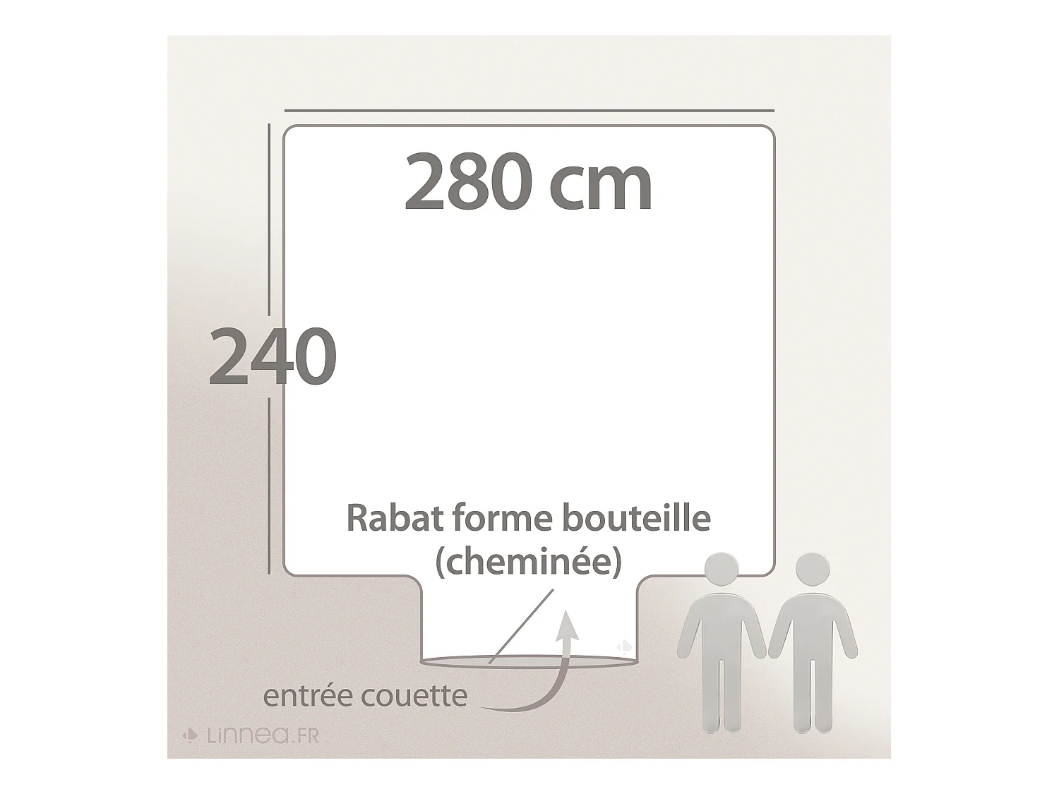 Parure de lit 280x240 cm 50x70 cm percale de coton FÉERIE Blanc sauge