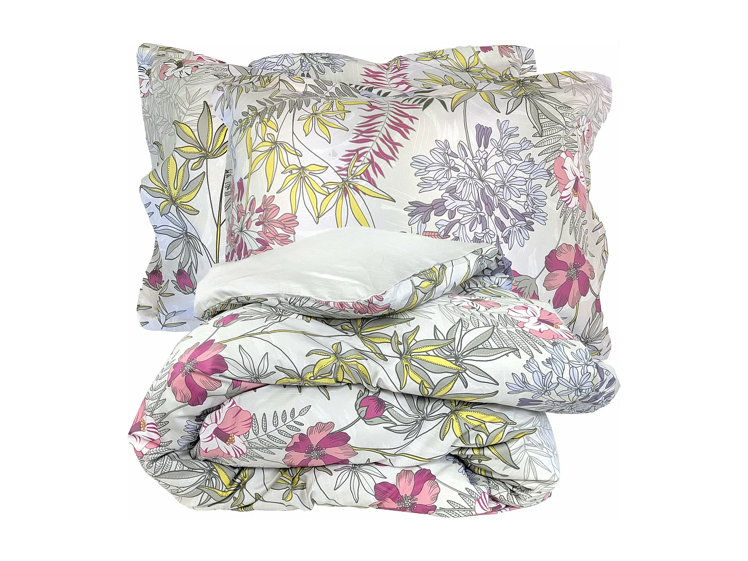 Parure de lit 240x220 cm satin de coton ANAÏS multicolore 3 pièces taies 50x70 cm