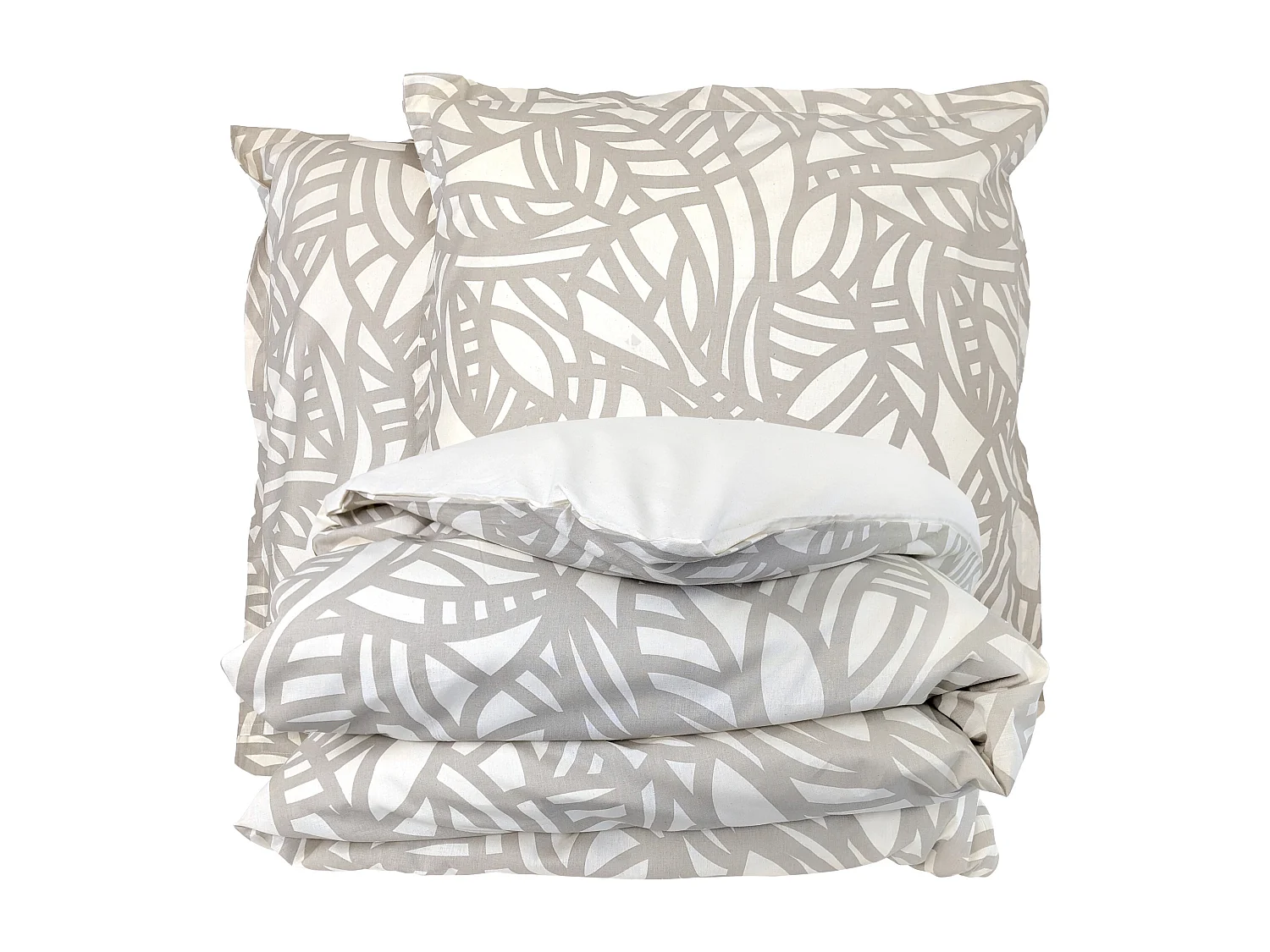 Parure 280x240 cm 65x65 cm coton SERENA Beige écru 3 pièces