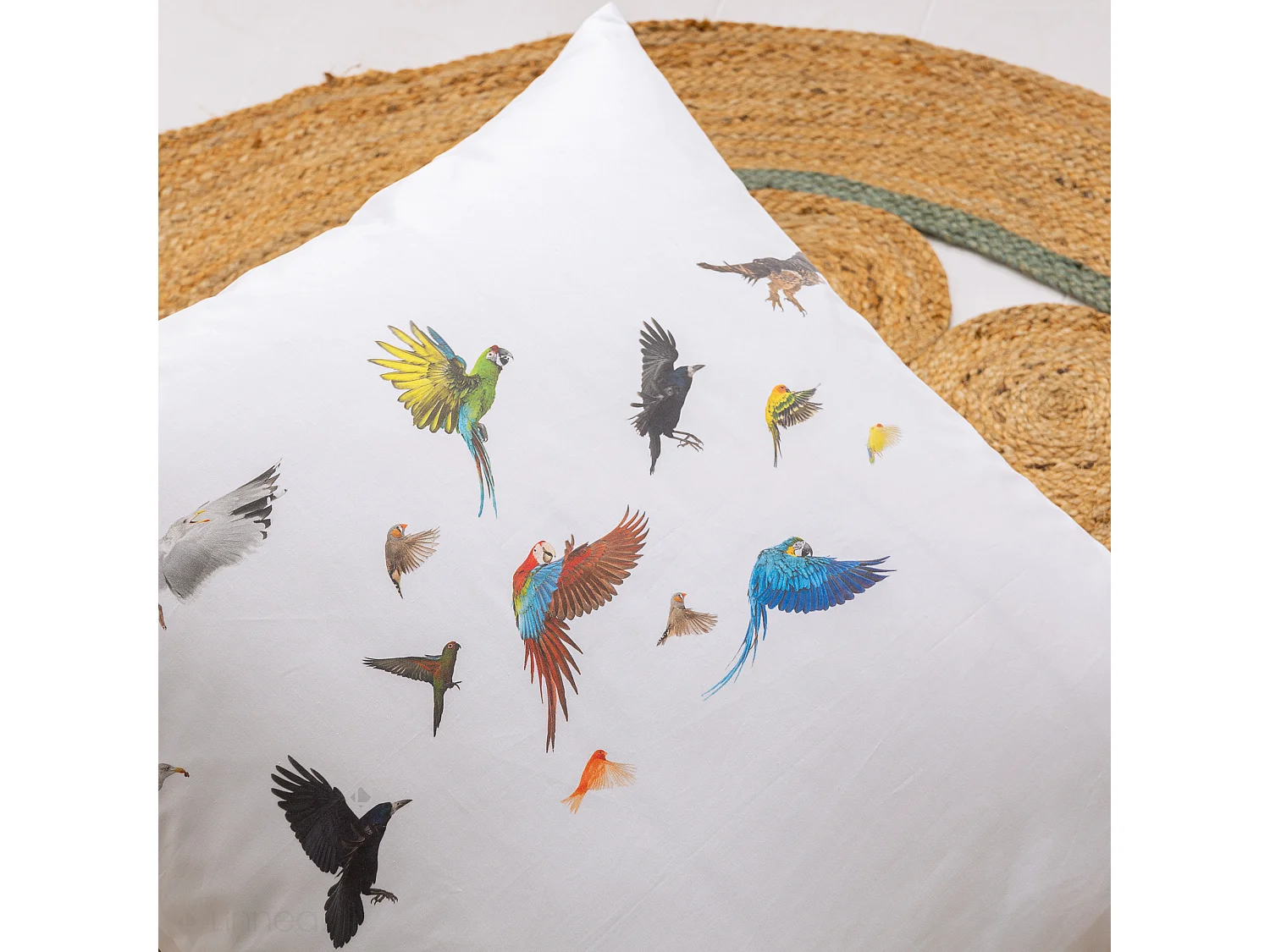 Parure de lit 140x200 cm 65x65 cm percale de coton NOÉ blanc 2 pièces