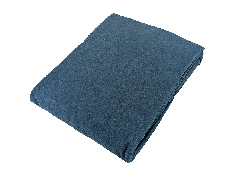 Drap housse 180x200 cm mousseline de coton OPERA bleu marine