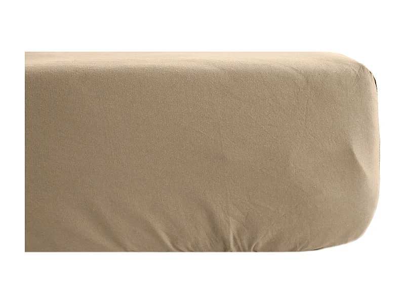 Drap housse 180x200 cm mousseline de coton OPERA marron camel