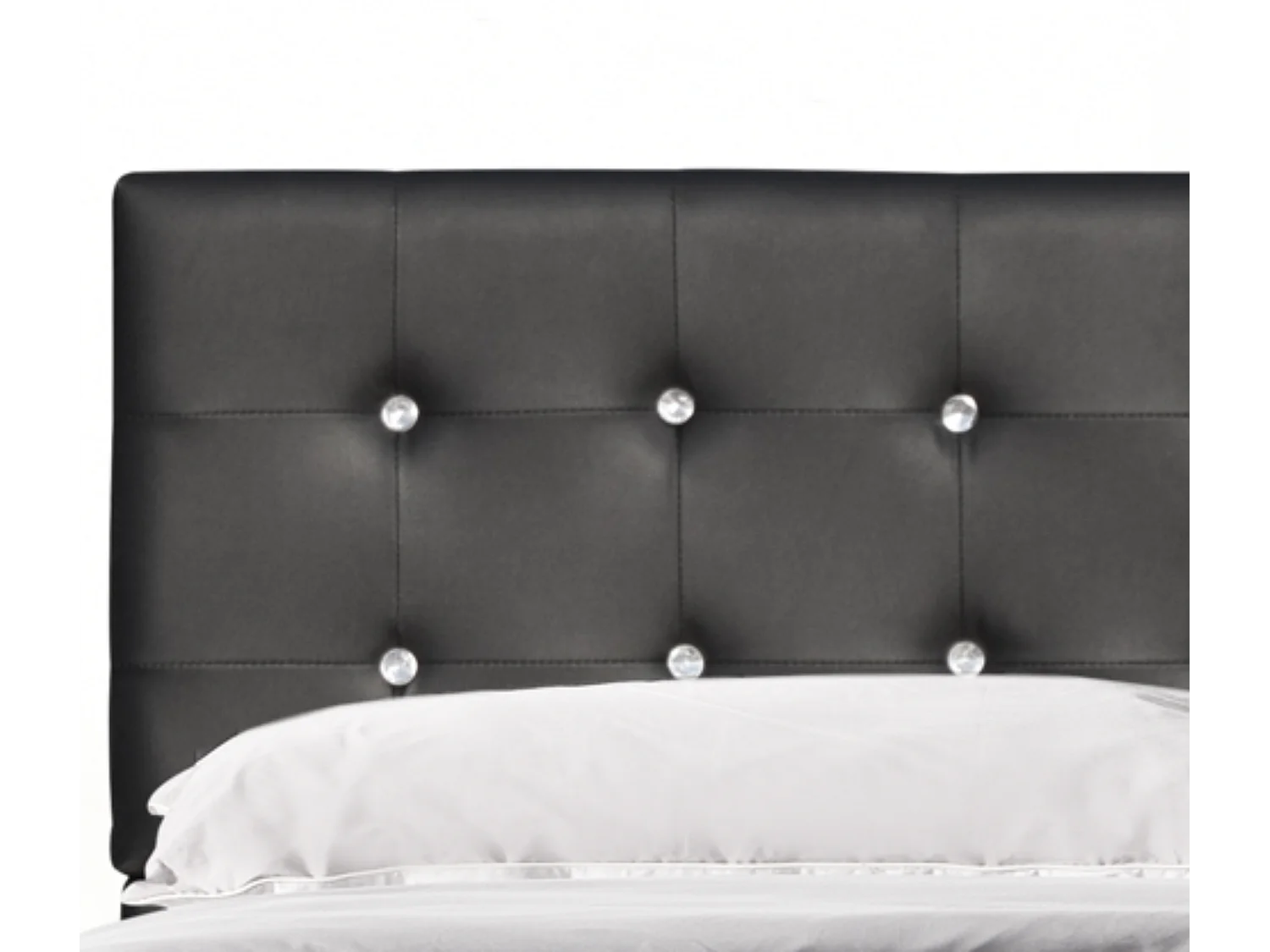 Lit 160x200 cm avec tête de lit capitonnée noire, sommier 13 lattes, facile à monter